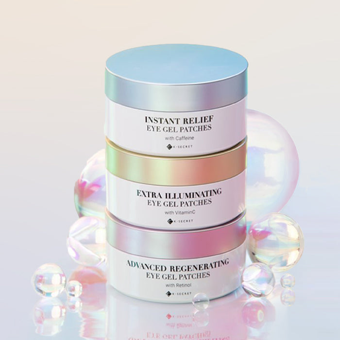 K-SECRET Eye Gel Patches Set (RETINOL + VITAMIN C + CAFFEINE) 60ea/102g*3 - Berry Purple
