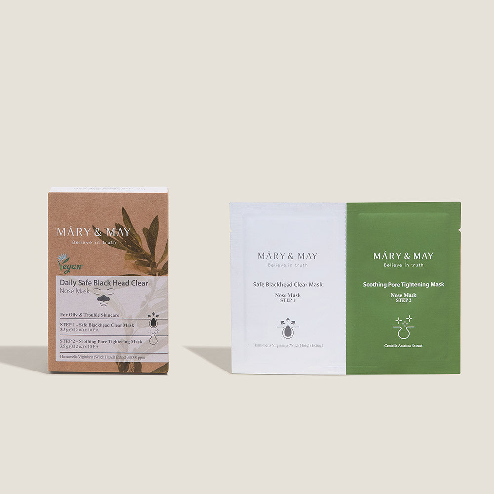 [MARY & MAY] Daily Safe Black Head Clear Nose Mask [Step1 3.5g+Step2 3.5g] X 10pcs - Berry Purple 