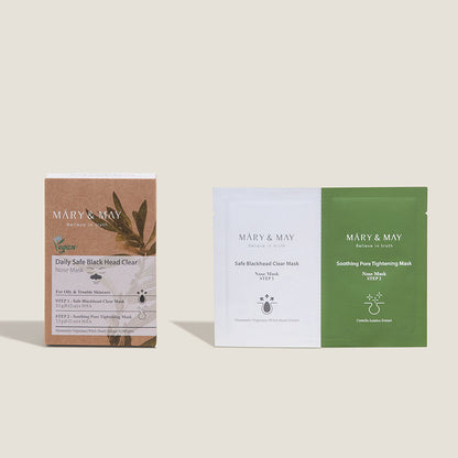 [MARY & MAY] Daily Safe Black Head Clear Nose Mask [Step1 3.5g+Step2 3.5g] X 10pcs - Berry Purple 