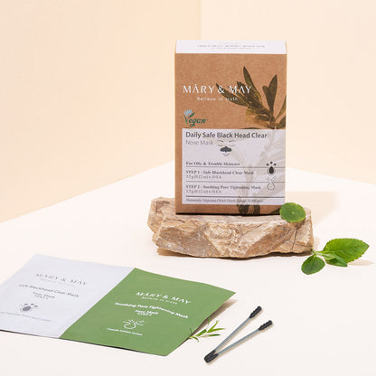 [MARY & MAY] Daily Safe Black Head Clear Nose Mask [Step1 3.5g+Step2 3.5g] X 10pcs - Berry Purple 