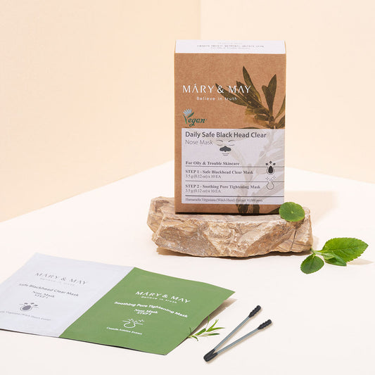[MARY & MAY] Daily Safe Black Head Clear Nose Mask [Step1 3.5g+Step2 3.5g] X 10pcs - Berry Purple 