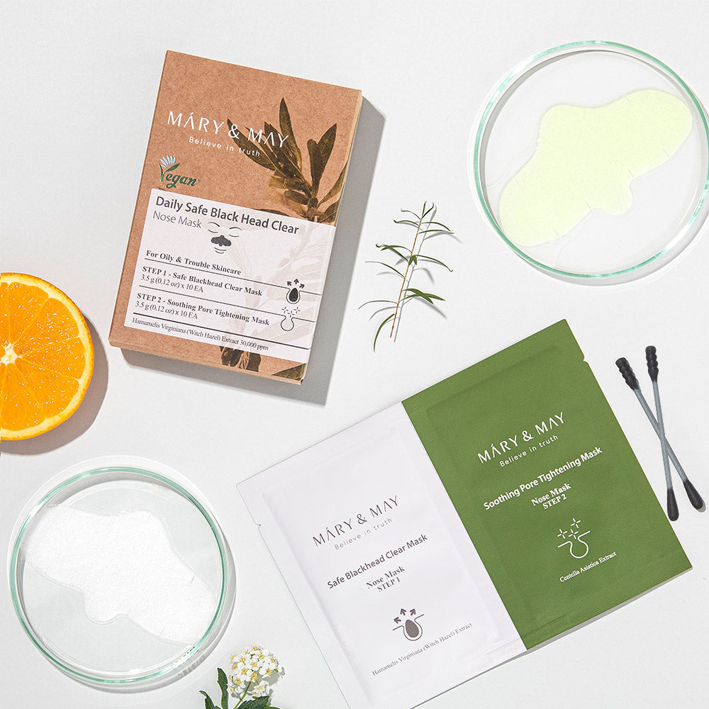 [MARY & MAY] Daily Safe Black Head Clear Nose Mask [Step1 3.5g+Step2 3.5g] X 10pcs - Berry Purple 