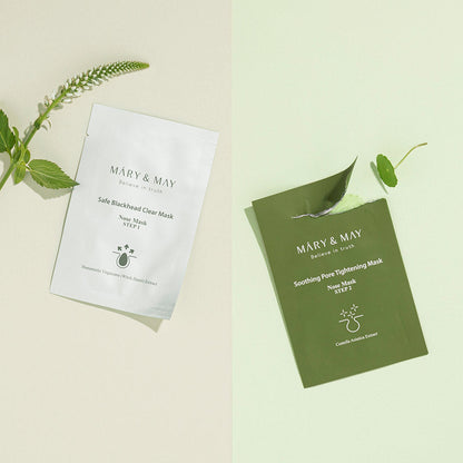 [MARY & MAY] Daily Safe Black Head Clear Nose Mask [Step1 3.5g+Step2 3.5g] X 10pcs - Berry Purple 