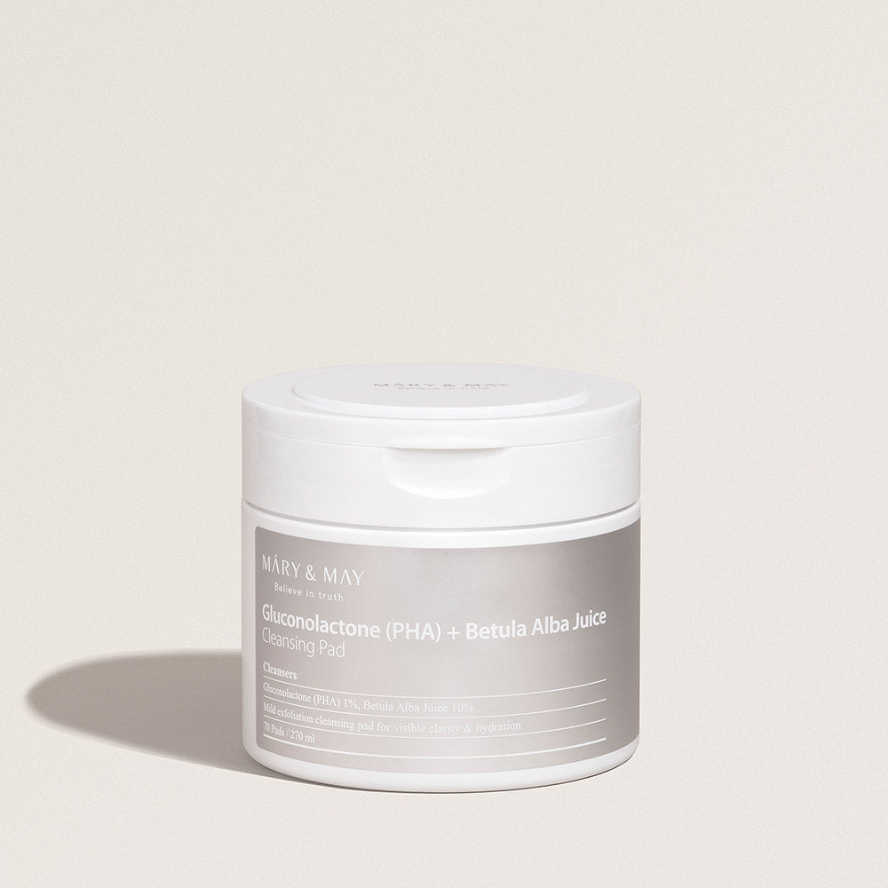 [MARY & MAY] Gluconolactone (PHA)+Betula Alba Juice Cleansing Pad 270ml (70 Pads) - Berry Purple 