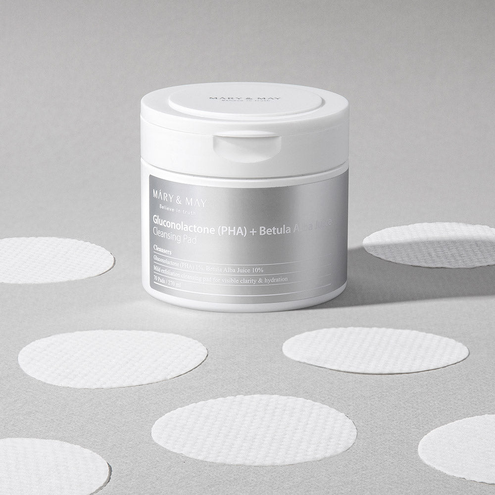 [MARY & MAY] Gluconolactone (PHA)+Betula Alba Juice Cleansing Pad 270ml (70 Pads) - Berry Purple 