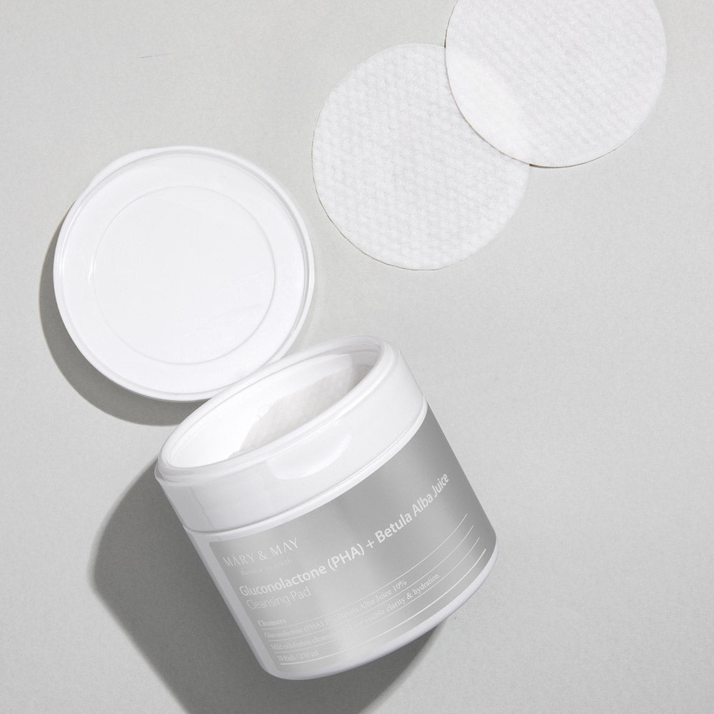 [MARY & MAY] Gluconolactone (PHA)+Betula Alba Juice Cleansing Pad 270ml (70 Pads) - Berry Purple 