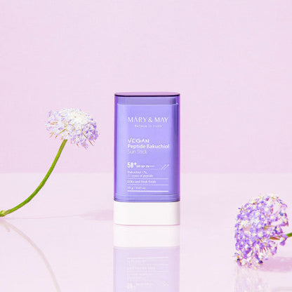 [MARY & MAY] Peptide Bakuchiol Sun Stick SPF50+ PA++++ 18g - Berry Purple 