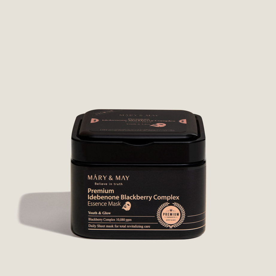 [MARY & MAY] Premium Idebenone Blackberry Complex Essence Mask 250g (20ea) - Berry Purple 