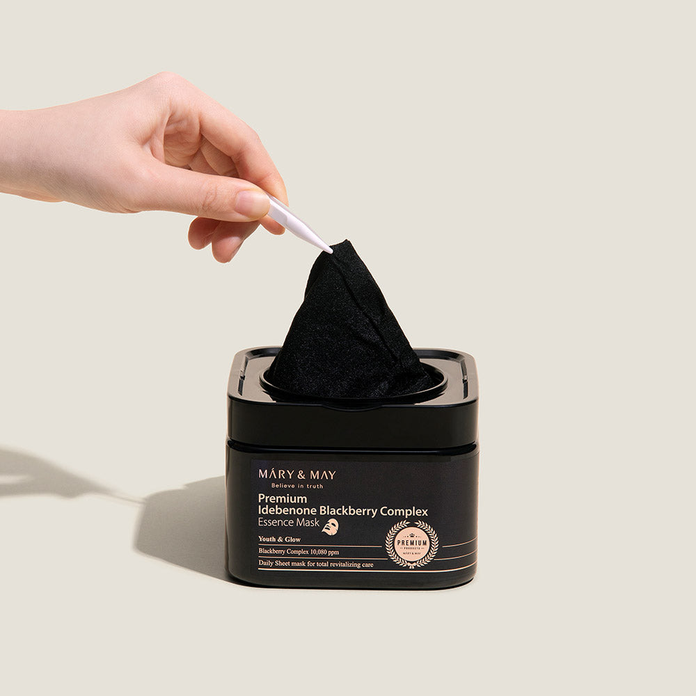 [MARY & MAY] Premium Idebenone Blackberry Complex Essence Mask 250g (20ea) - Berry Purple 