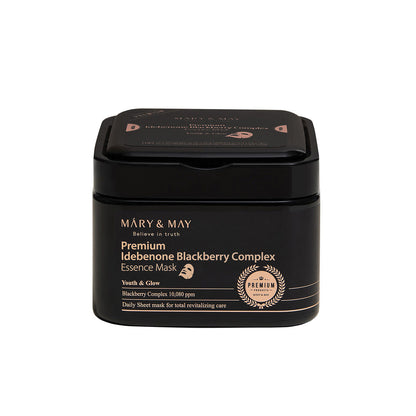 [MARY & MAY] Premium Idebenone Blackberry Complex Essence Mask 250g (20ea) - Berry Purple 
