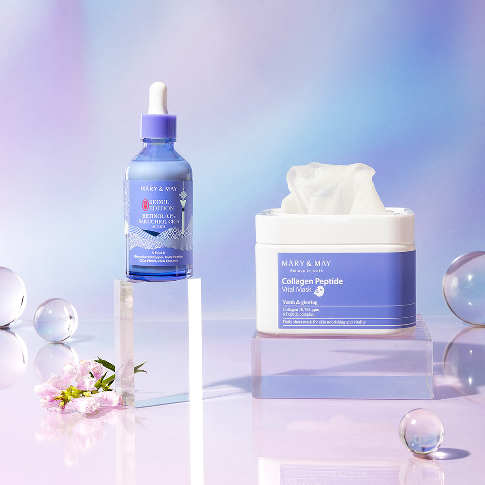 [MARY & MAY] Retinol 0.1% Bakuchiol Cica Serum 80ml - Berry Purple 