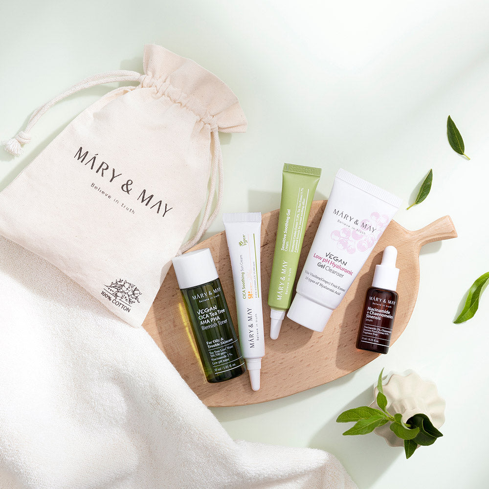 [MARY & MAY] Soothing Trouble Care Travel Kit (5pcs) - Berry Purple 