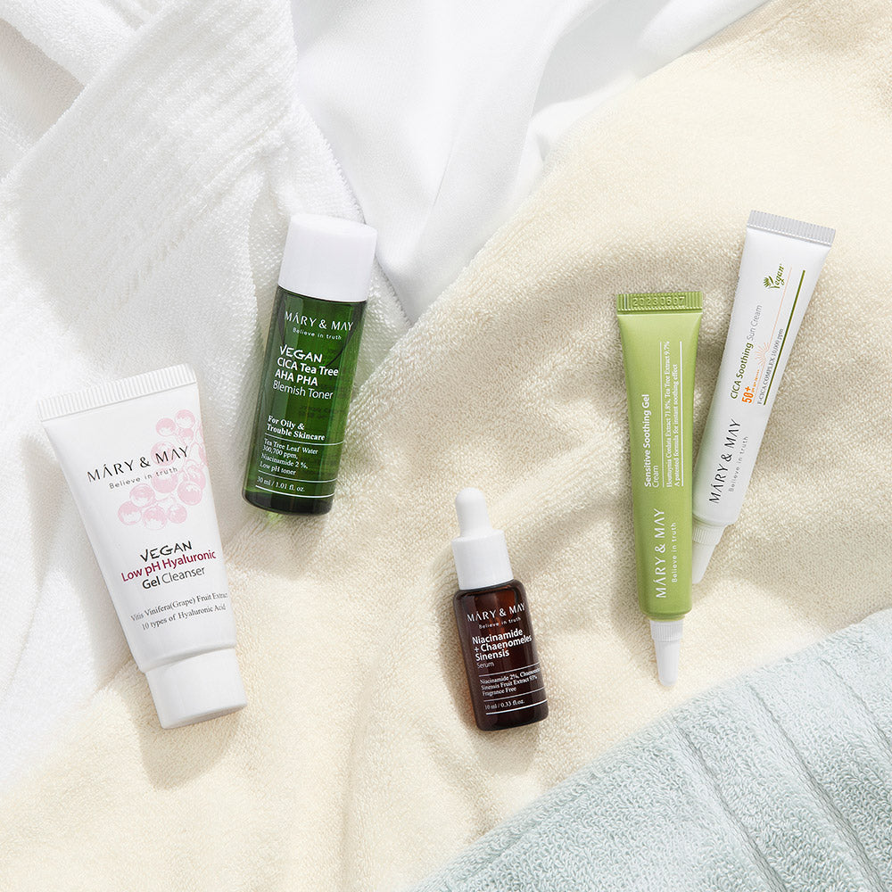 [MARY & MAY] Soothing Trouble Care Travel Kit (5pcs) - Berry Purple 