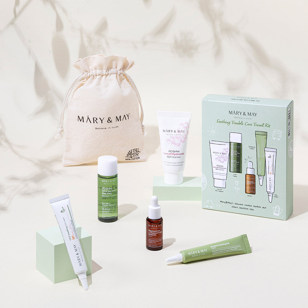 [MARY & MAY] Soothing Trouble Care Travel Kit (5pcs) - Berry Purple 