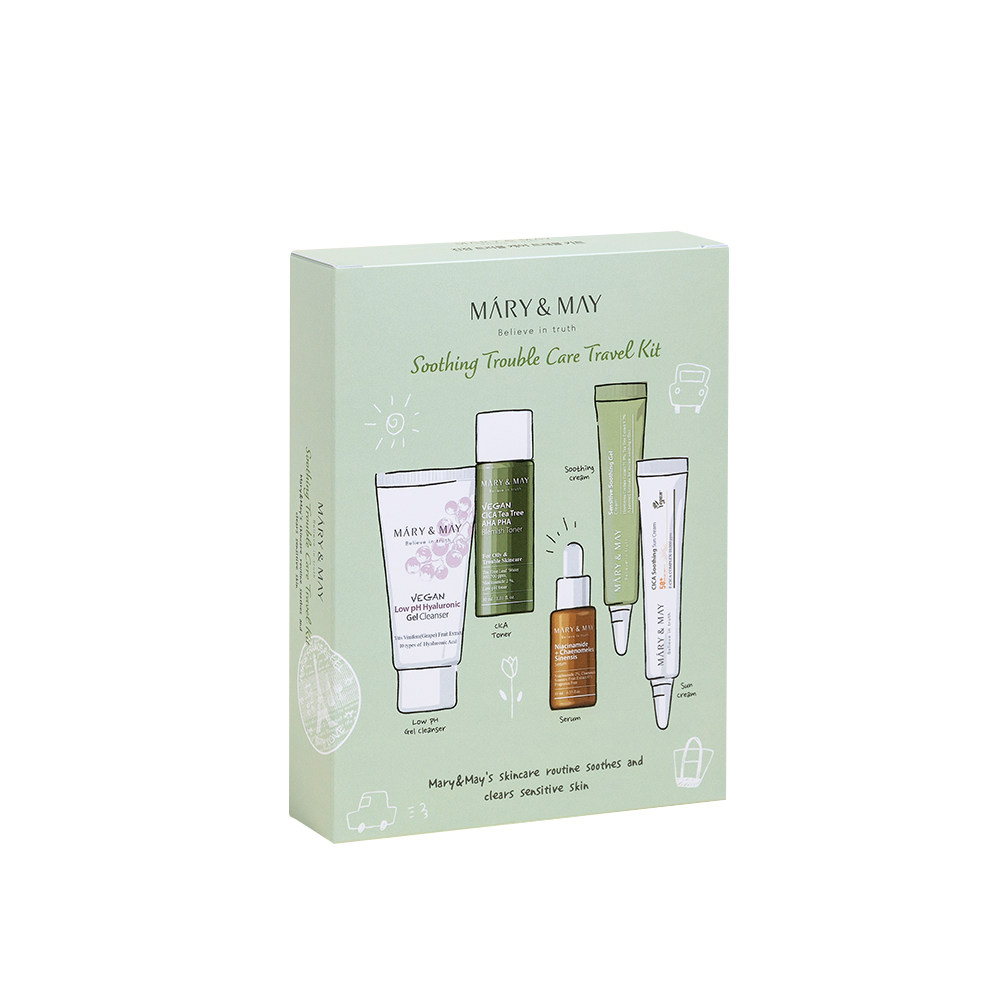 [MARY & MAY] Soothing Trouble Care Travel Kit (5pcs) - Berry Purple 