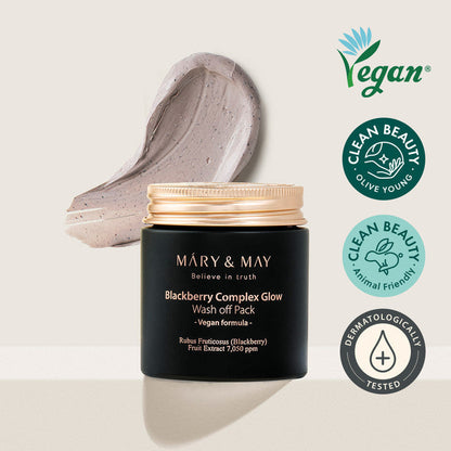 [MARY & MAY] Vegan Blackberry Complex Glow Washoff Pack 125g - Berry Purple 