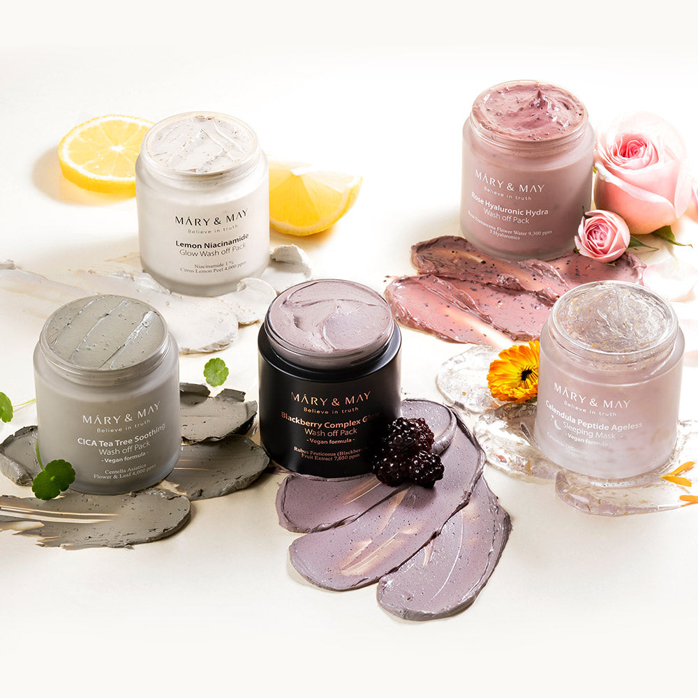 [MARY & MAY] Vegan Blackberry Complex Glow Washoff Pack 125g - Berry Purple 