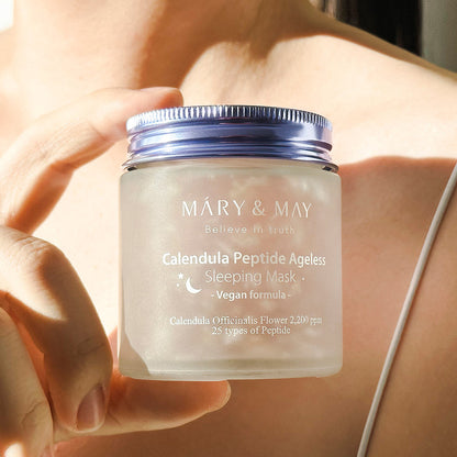 [MARY & MAY] Vegan Calendula Peptide Ageless Sleeping Mask 110g - Berry Purple 