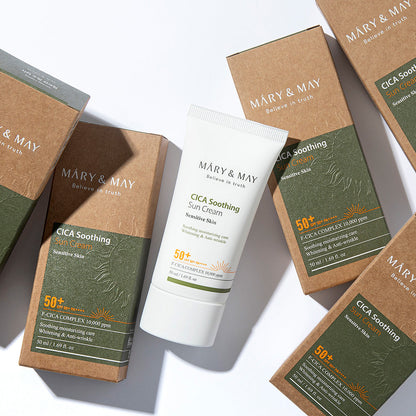 [MARY & MAY] Vegan CICA Soothing Sun Cream SPF50+ PA++++ 50ml - Berry Purple 