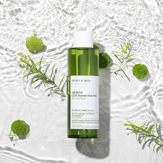 [MARY & MAY] Vegan CICA Tea Tree AHA PHA Blemish Toner 200ml - Berry Purple 