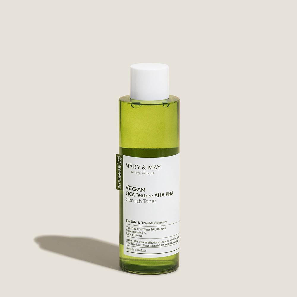 [MARY & MAY] Vegan CICA Tea Tree AHA PHA Blemish Toner 200ml - Berry Purple 
