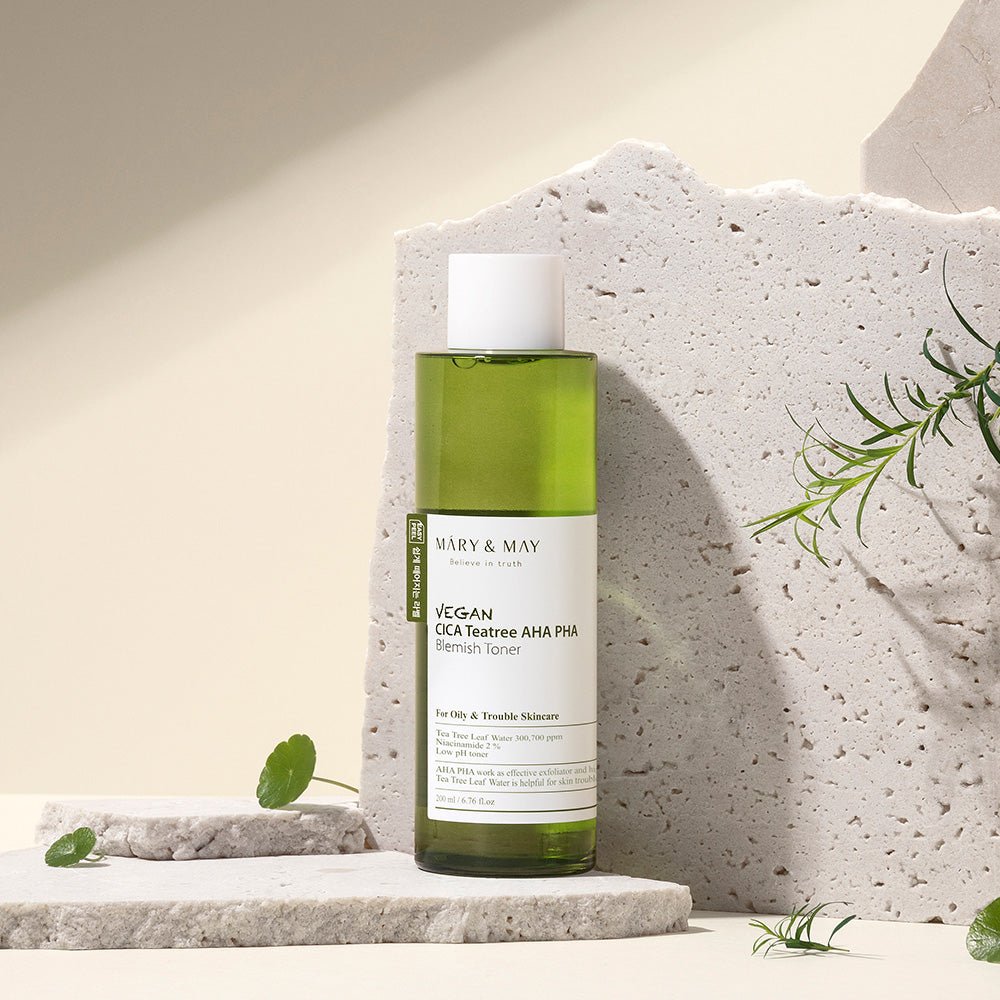 [MARY & MAY] Vegan CICA Tea Tree AHA PHA Blemish Toner 200ml - Berry Purple 