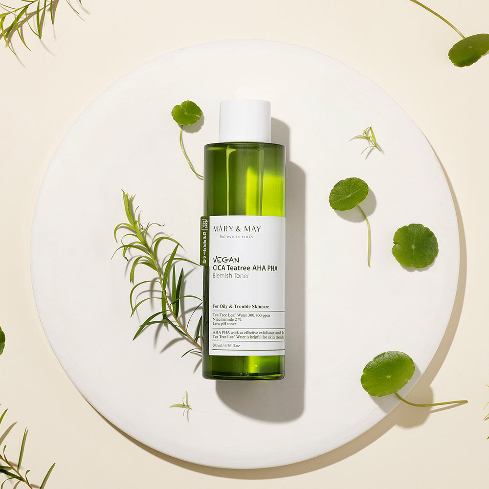 [MARY & MAY] Vegan CICA Tea Tree AHA PHA Blemish Toner 200ml - Berry Purple 