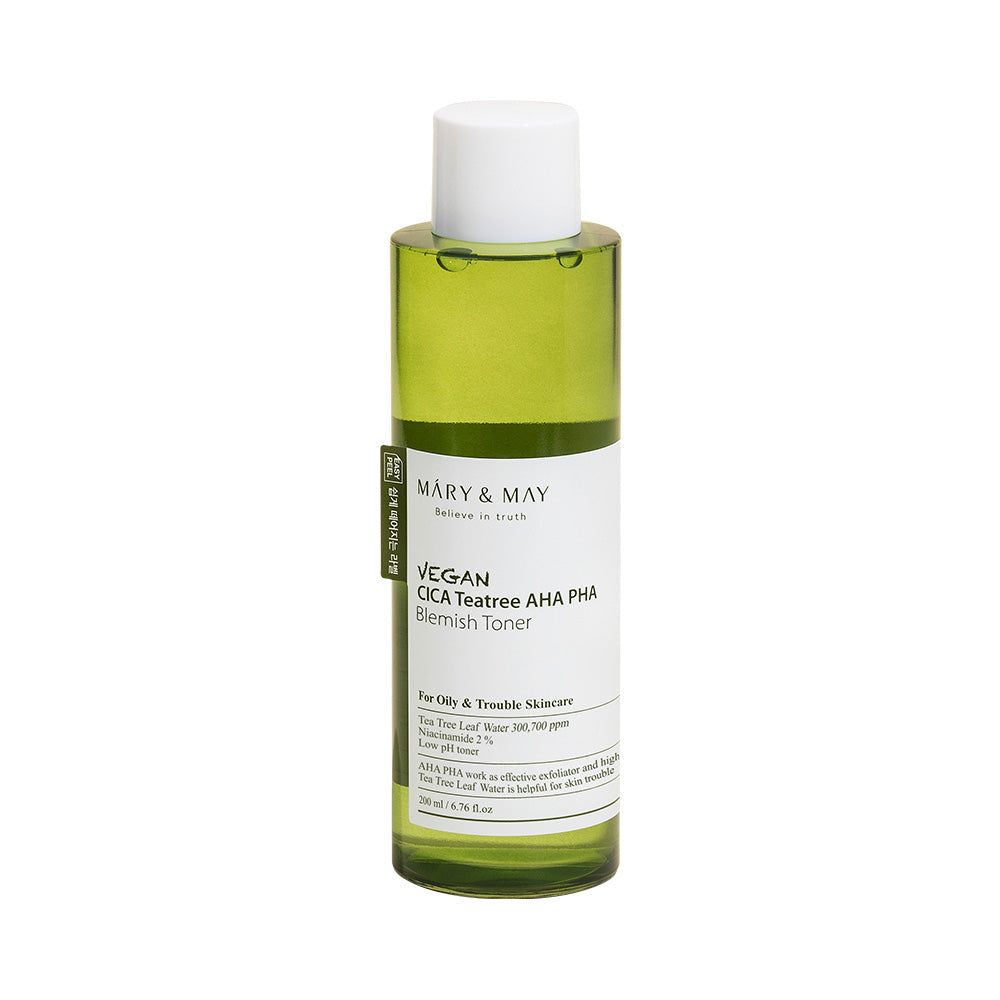 [MARY & MAY] Vegan CICA Tea Tree AHA PHA Blemish Toner 200ml - Berry Purple 