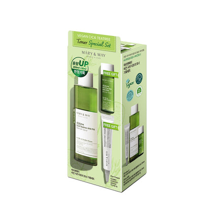 [MARY & MAY] Vegan CICA Tea Tree Toner Special Set (200ml+30ml+Eye cream 12g) - Berry Purple 