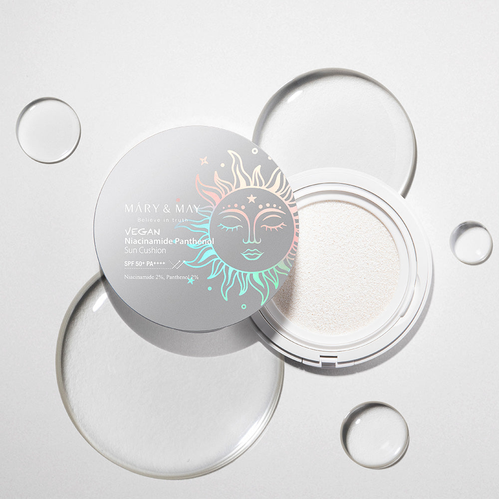 [MARY & MAY] Vegan Niacinamide Panthenol Sun Cushion SPF50+ PA++++ 25g - Berry Purple 