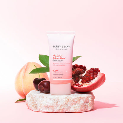 [MARY & MAY] Vegan Primer Glow Sun Cream SPF50+ PA++++ 50ml - Berry Purple 