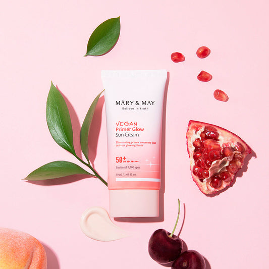 [MARY & MAY] Vegan Primer Glow Sun Cream SPF50+ PA++++ 50ml - Berry Purple 