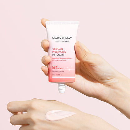 [MARY & MAY] Vegan Primer Glow Sun Cream SPF50+ PA++++ 50ml - Berry Purple 