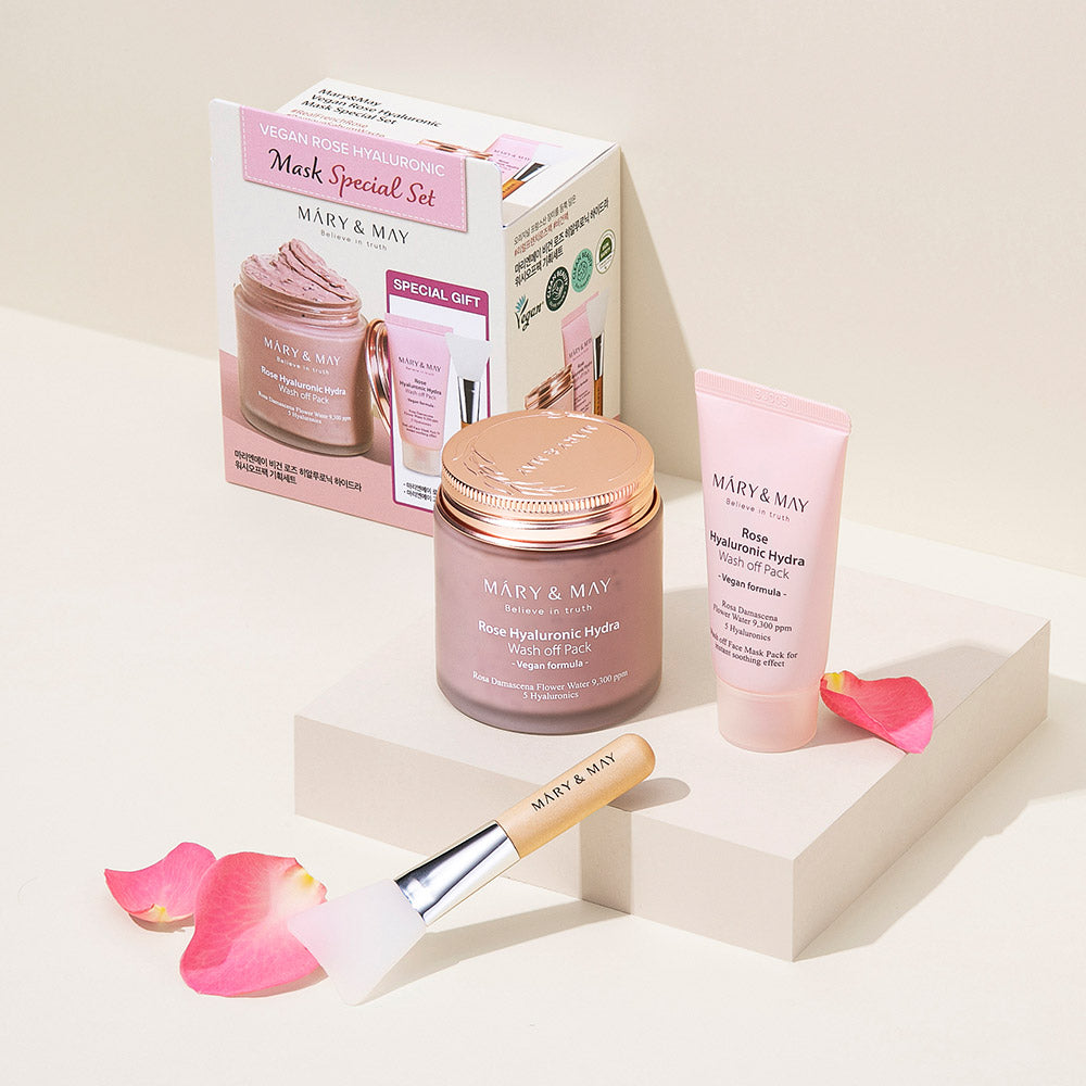 [MARY & MAY] Vegan Rose Hyaluronic Mask Special Set (125g+30g) - Berry Purple 