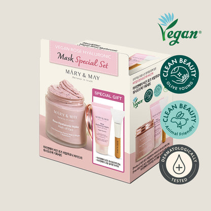 [MARY & MAY] Vegan Rose Hyaluronic Mask Special Set (125g+30g) - Berry Purple 