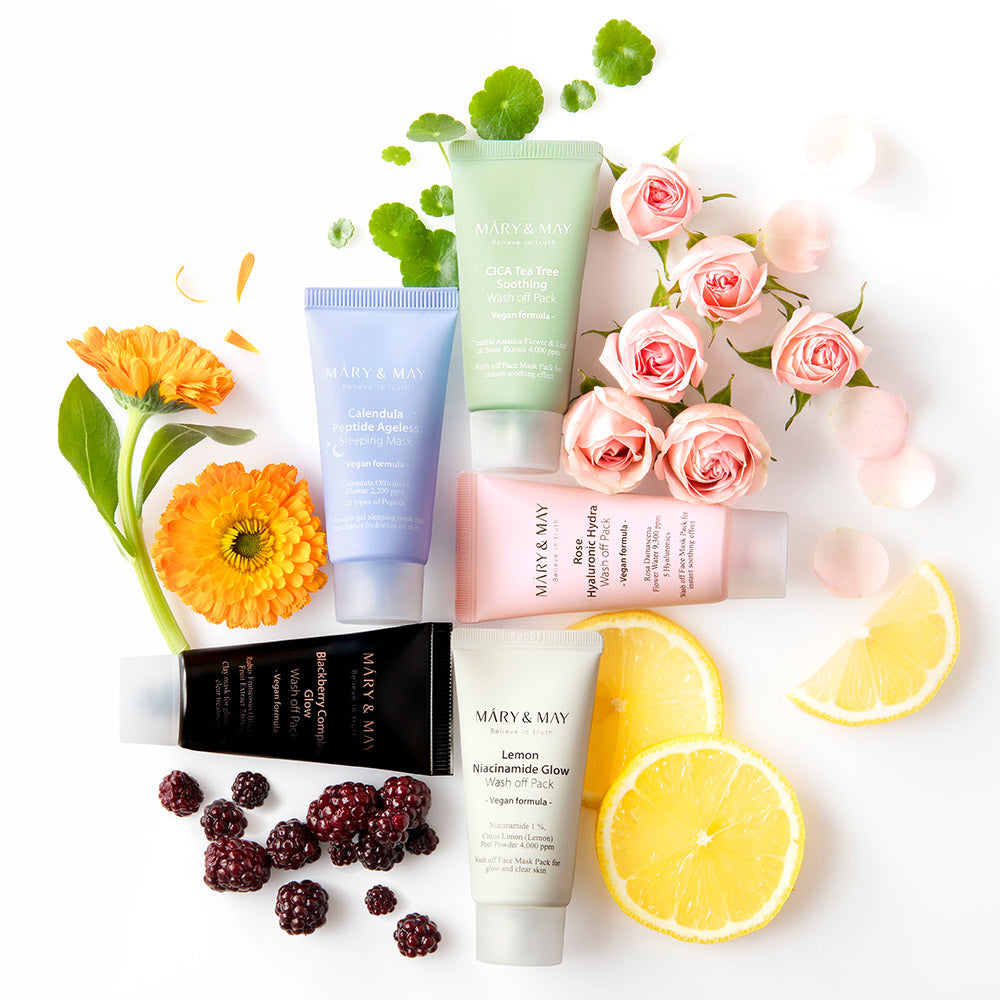 [MARY & MAY] Vegan Wash Off Mask Mini Gift Set (30g x 5) - Berry Purple 