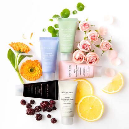 [MARY & MAY] Vegan Wash Off Mask Mini Gift Set (30g x 5) - Berry Purple 
