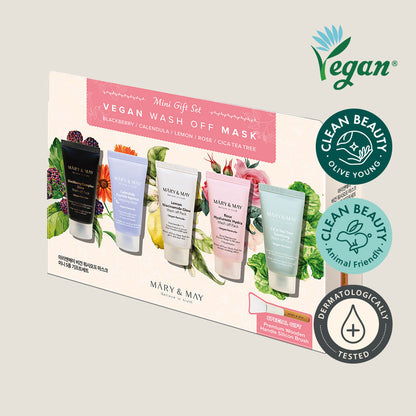 [MARY & MAY] Vegan Wash Off Mask Mini Gift Set (30g x 5) - Berry Purple 